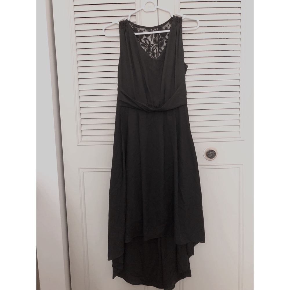 Vintage black midi vest dress with lace pattern